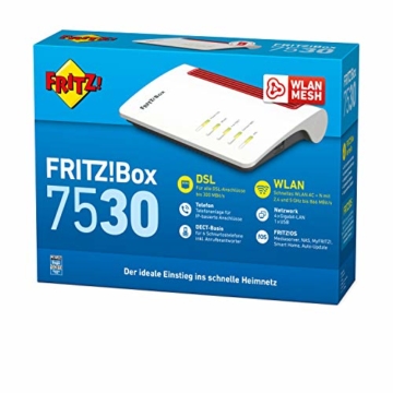 AVM FRITZ! Box 7530 WLAN AC+N Router (DSL/VDSL, 866 MBit/s (5GHz) & 400 MBit/s (2,4 GHz), bis zu 300 MBit/s mit VDSL-Supervectoring 35b, WLAN Mesh, DECT-Basis, Media Server, geeignet für Deutschland) - 4
