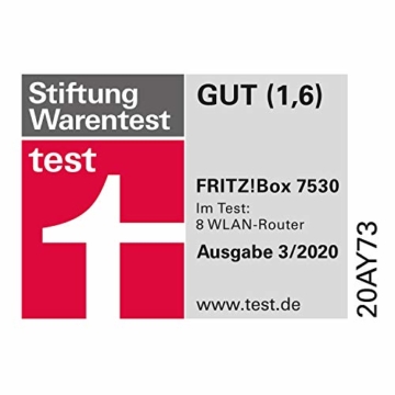 AVM FRITZ! Box 7530 WLAN AC+N Router (DSL/VDSL, 866 MBit/s (5GHz) & 400 MBit/s (2,4 GHz), bis zu 300 MBit/s mit VDSL-Supervectoring 35b, WLAN Mesh, DECT-Basis, Media Server, geeignet für Deutschland) - 6