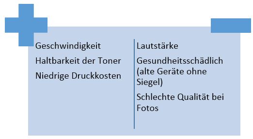 Laserdrucker Vorteile und Nachteile